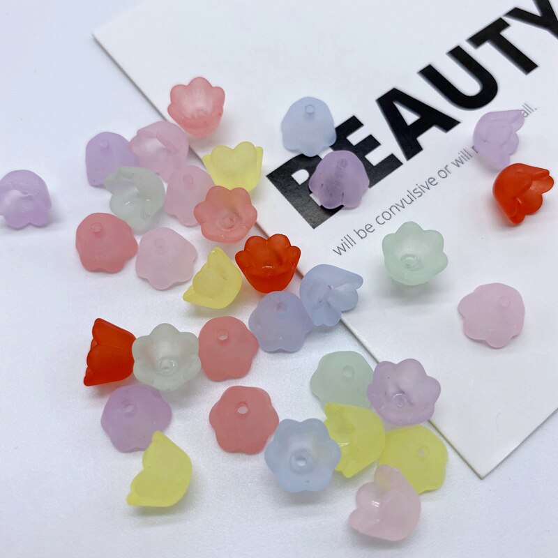 Acrylic Petal Frosted Transparent Flower Beads for Jewelry DIY Making DIY hairpin Earrings Handmade Craft Accessories: MutilColors