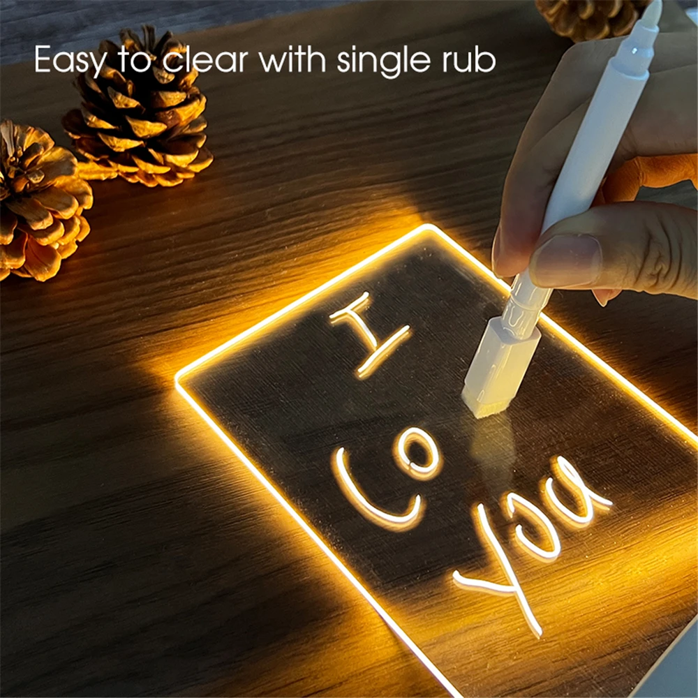 Transparente leuchtende LED-Nachtlichter, USB, leuchtendes Acryl-Nachtlicht, löschbares Schreiben, Nachrichtentafel, Kalender, Desktop-Ornamente