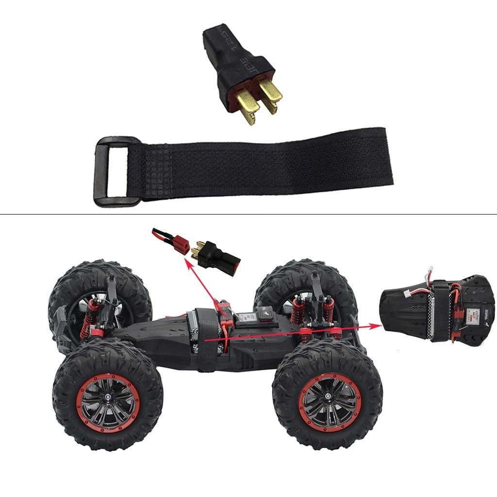 Remote control car accessories Dual Battery Connector T-Shaped Adapter With Fixing Strap For 9125 RC Car Z