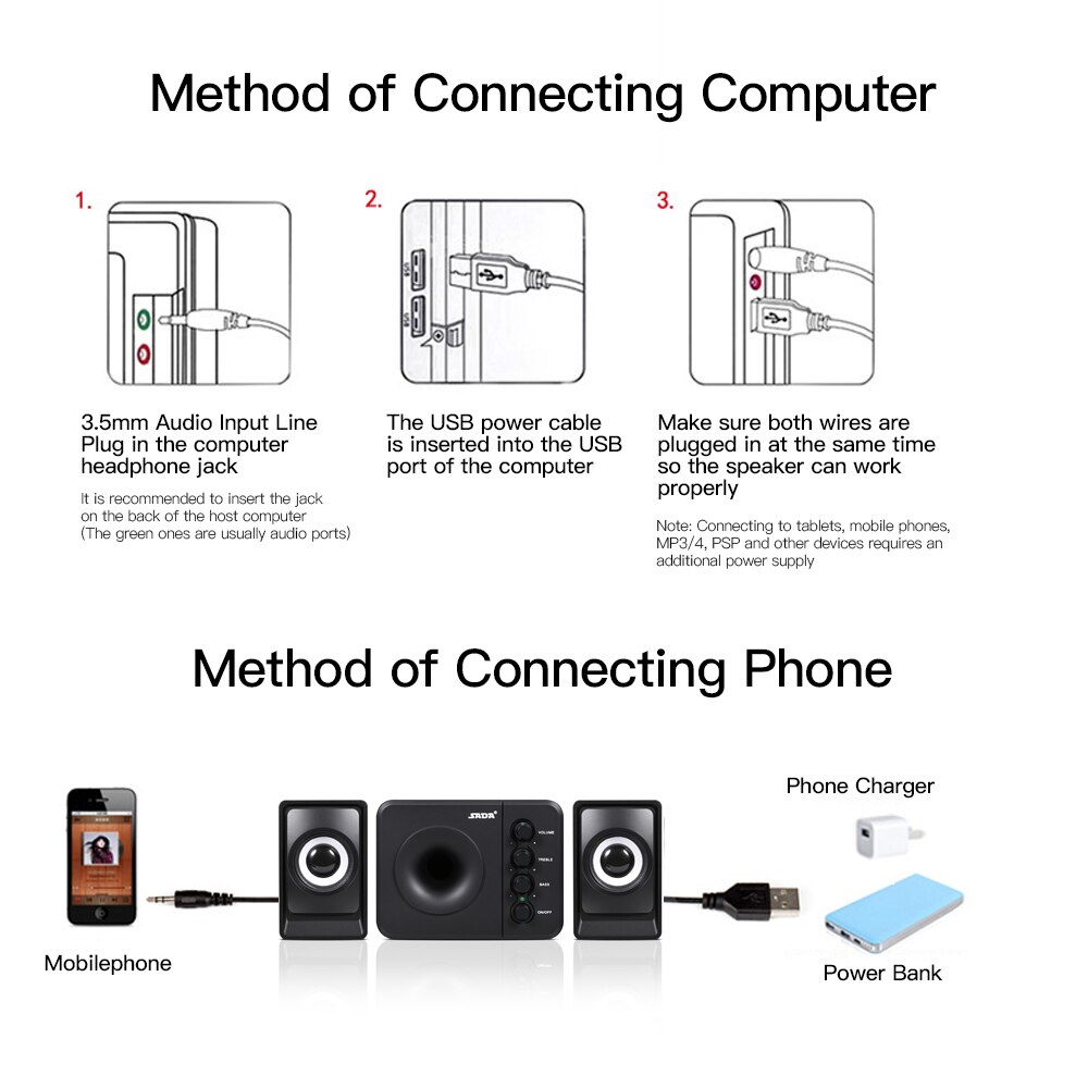D-205 Actieve Luidspreker Computer Speaker Stereo Input Speaker Usb-Aangedreven Speaker 3.5Mm Audio Speaker Black