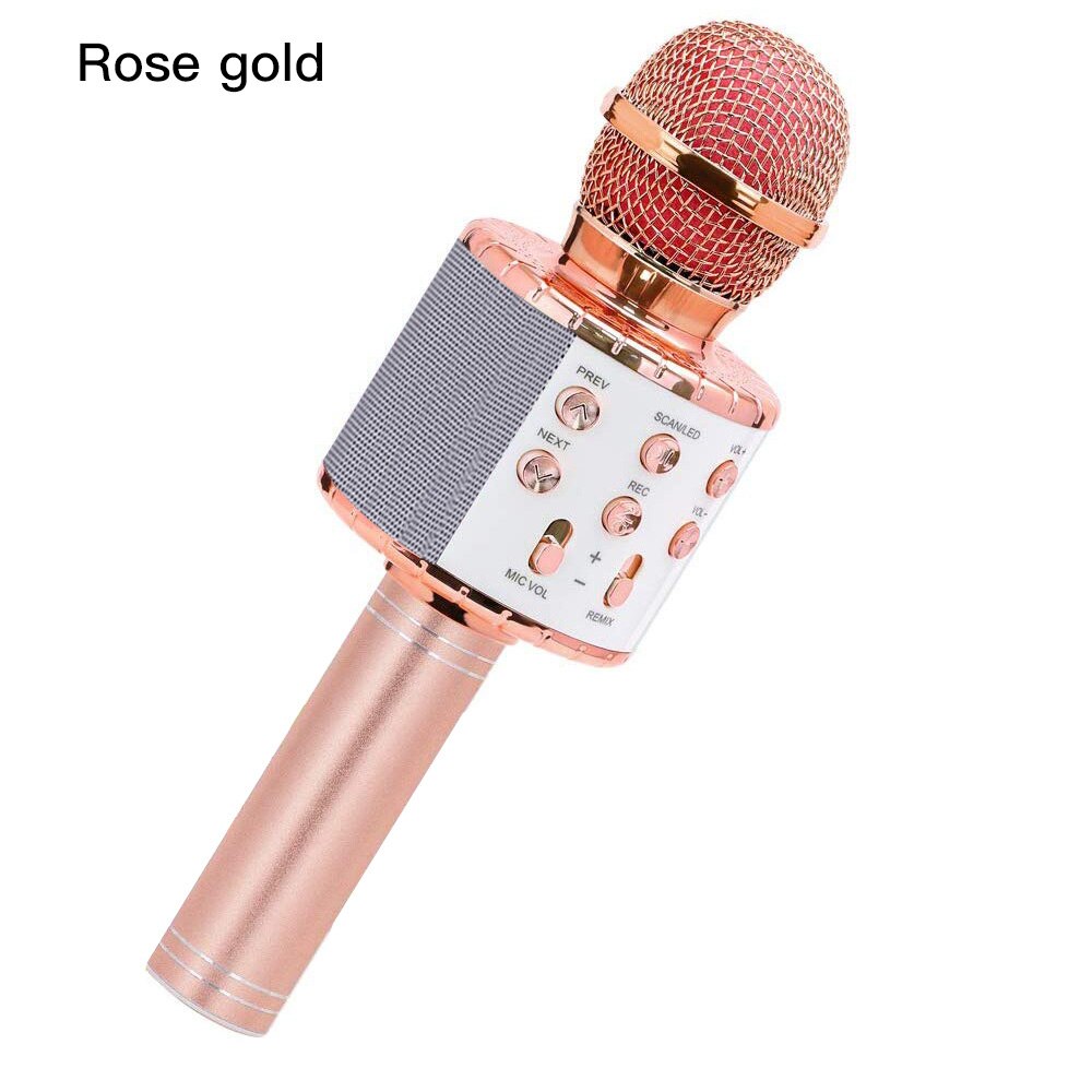 WS858 Wireless Bluetooth Koraoke Microphone Home Party Portable Handheld Mic Speaker Conderser Microphone for Android/iPhone/PC: rose gold