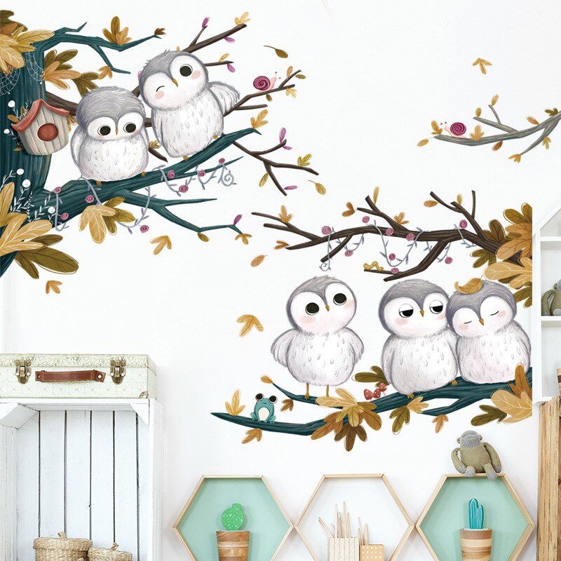 Cartoon Cute Animal Owl Wall Decoration Decals Kindergarten Classroom Children's Room Decoration Wall Stickers