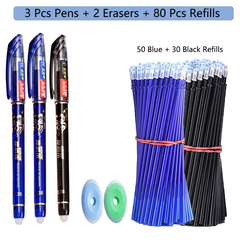 85 Pcs/Set Kawaii Erasable Pens 0.5mm Gel Pen Stationery Waterproof Gel Ink Back to School Writing supplies for Notebook Writing: PURPLE