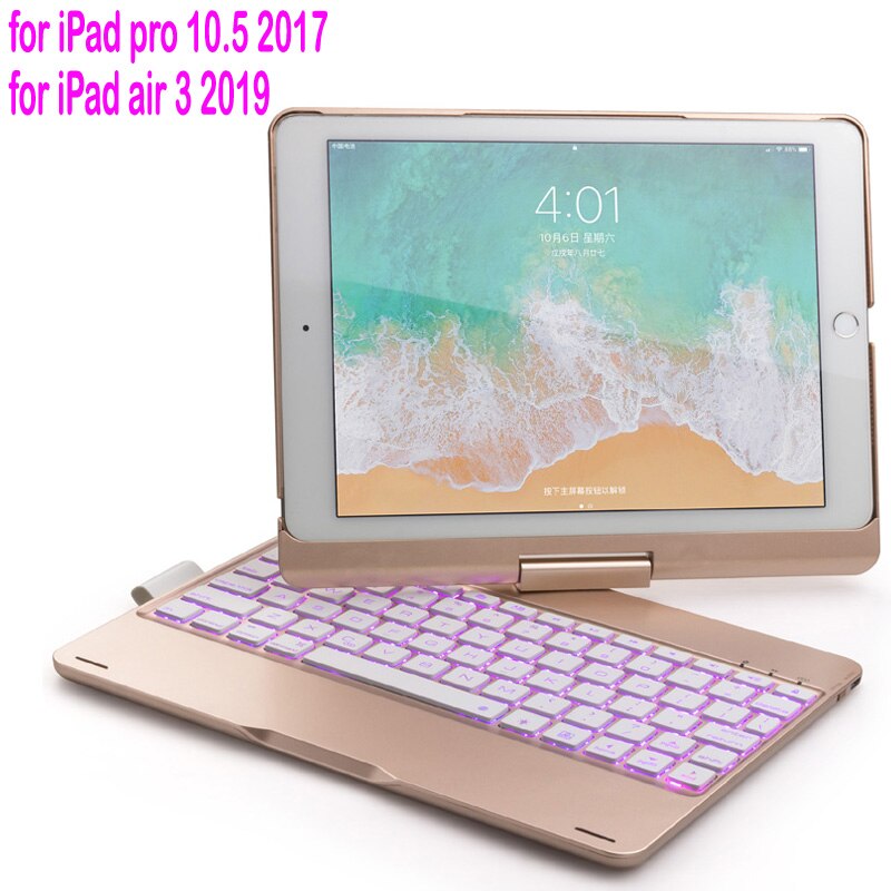 Retroiluminada Bluetooth funda para teclado para iPad 9,7 10,2 5th 6th 7th generación para apple iPad aire 1 2 3 Pro 10,5 11 20: 10.5 Rose gold