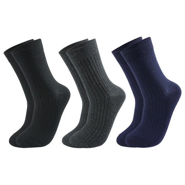 Chaussettes en coton pour hommes, lot de 3 paires, chaussettes longues et chaudes, décontractées, à rayures noires, respirantes, douces, de: 9