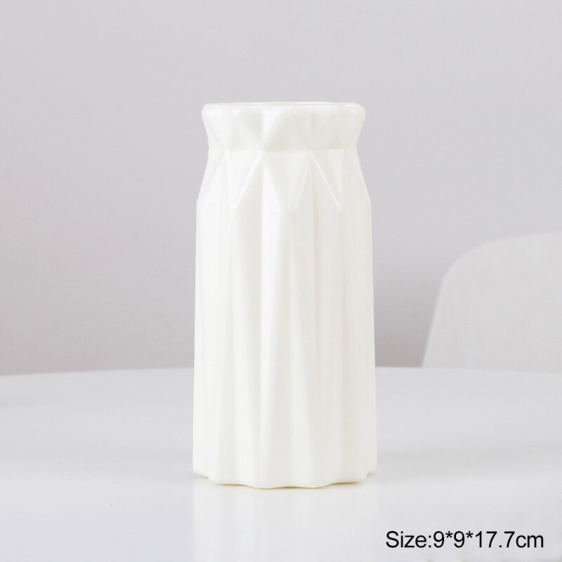 Vaas PE Plastic Slip Vallen Draagbare Huishoudelijke Unieke Vaas Bloemstuk Container Woondecoratie Origami Wit
