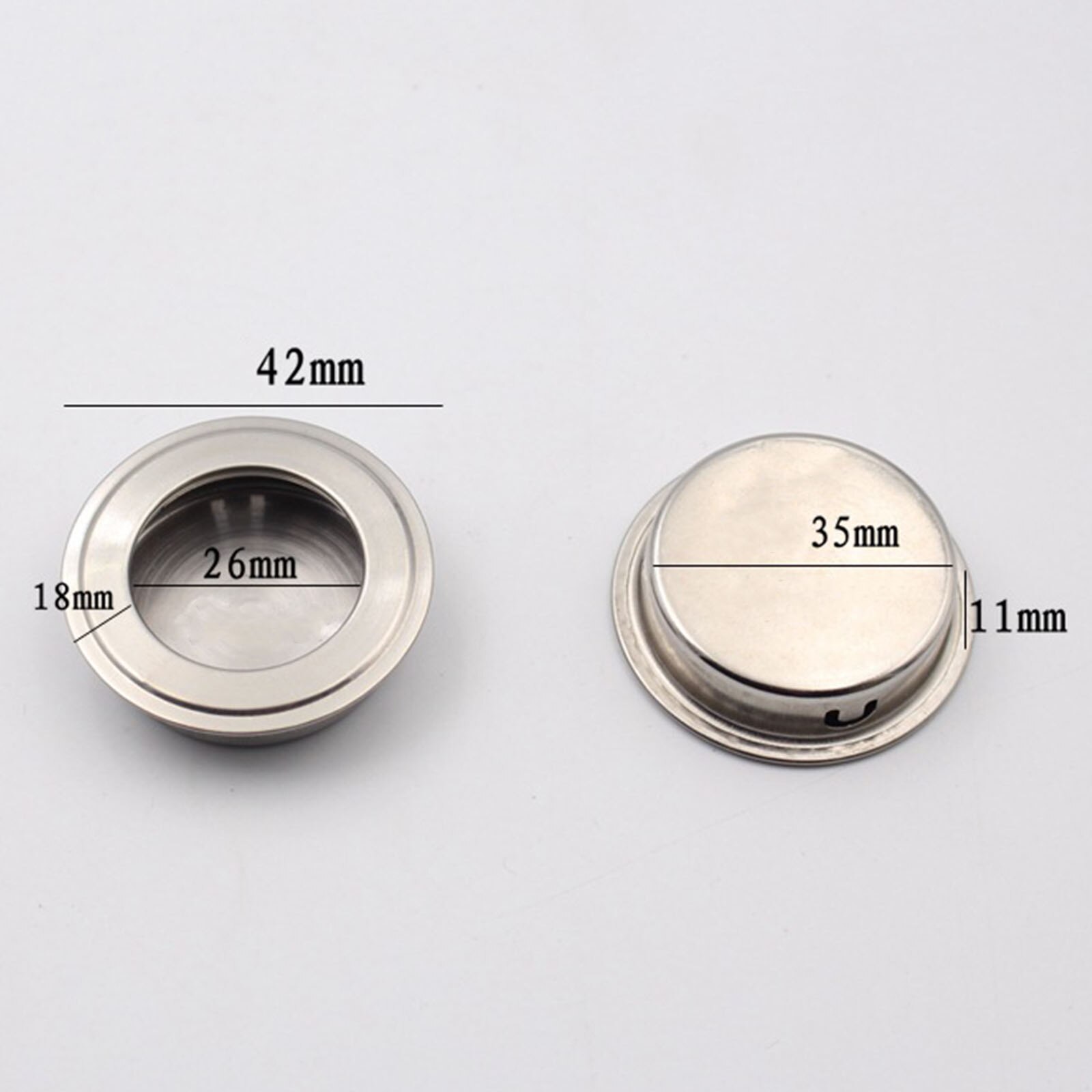 5Pcs Stainless Steel Flat/Sloped Door Handles Round Recessed Flush Pulls Finger Insert Sliding Door Drawer Handles Cabinet Pulls