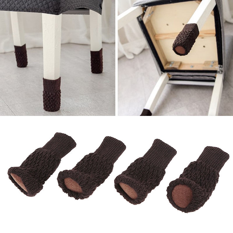 4 Stuks Stoel Been Sokken Doek Handschoenen Vloer Bescherming Breiwol Sokken Anti-Slip Tafel Meubels Voeten Mouw Cover protectors