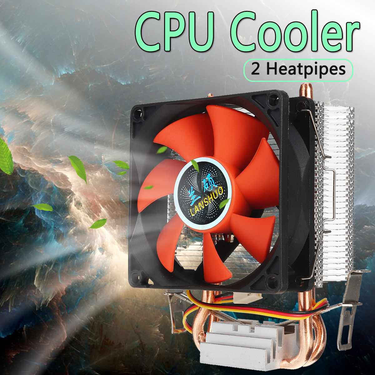 8Cm 80Mm Mini 2 Heatpipes Pc Cpu Koeler Heatsink Computer Koelventilator Voor Lga 775/1155/1156 Amd AM2 AMD3