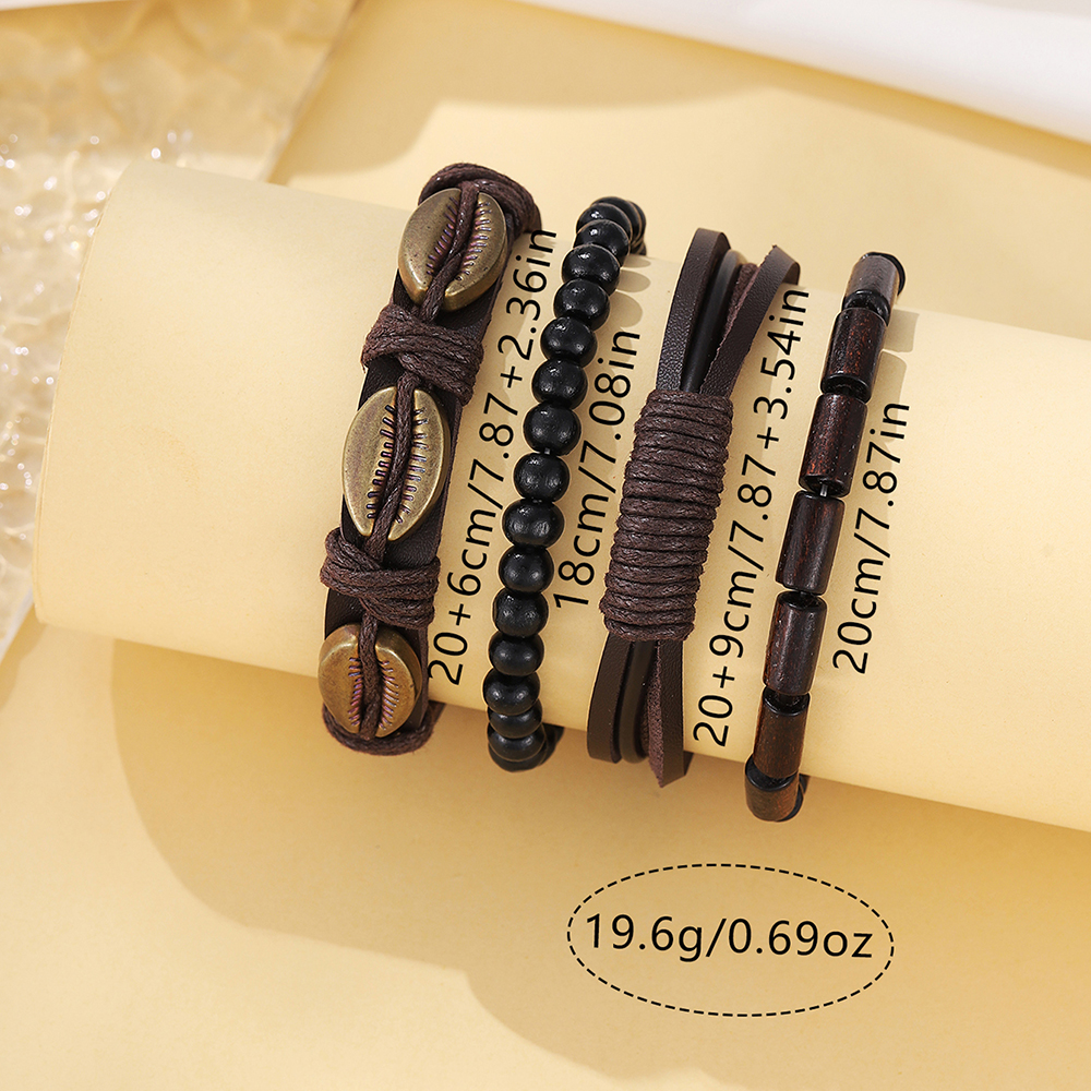 5PCS Set Mens Sports Bracelet Watches For Men Retro Big Dial Quartz Wrist Watch Classic Male Casual Brown Leather Watch