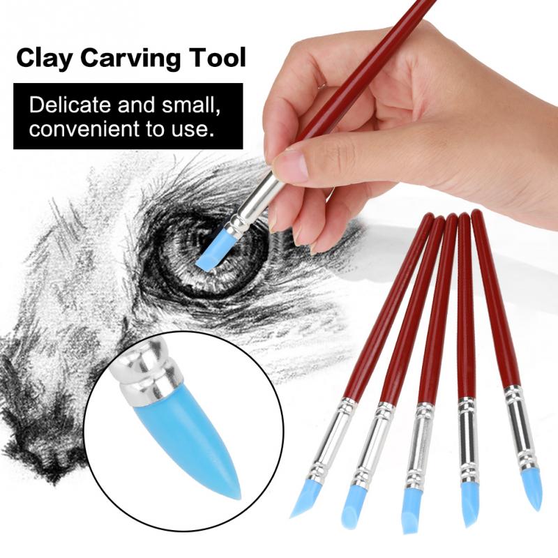 5pcs Rubber Tip Paint for Clay Sculpture Pottery DIY Shaping Carving Tool Pottery Shaping Tool Sculpture Clay Tools