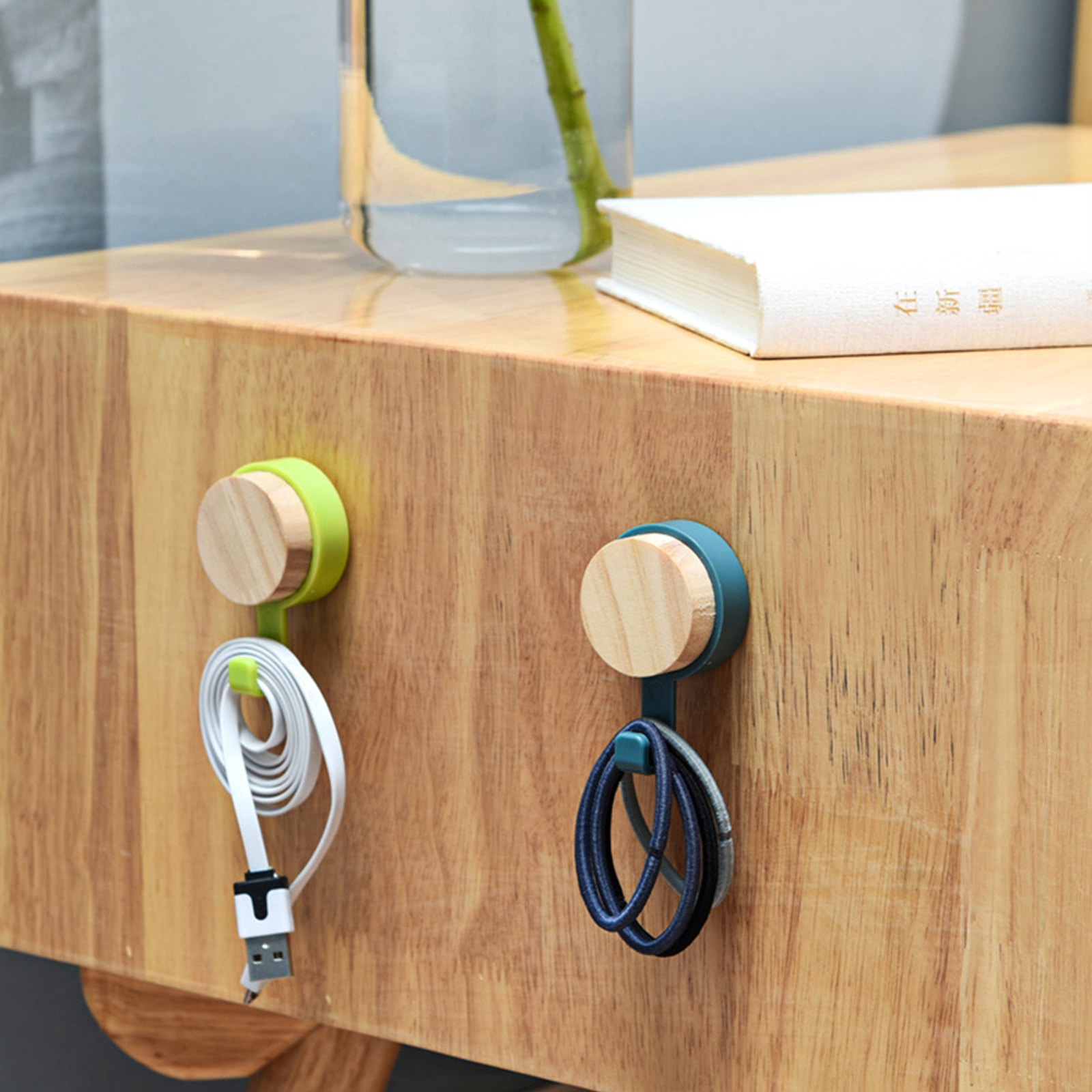 1 Stuks Sterke Zelfklevende Deur Muurhangers Haken ABS Houten Hoedenrekken Sleutelhanger Muur Organisator Keuken Badkamer Accessoires