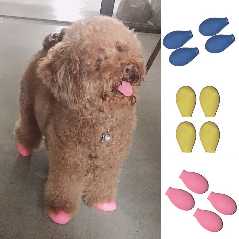 4 st/set husdjur stövlar strumpor vattentät gummi regn hundskor halkfria utomhus valpar cachorro skor godis färg