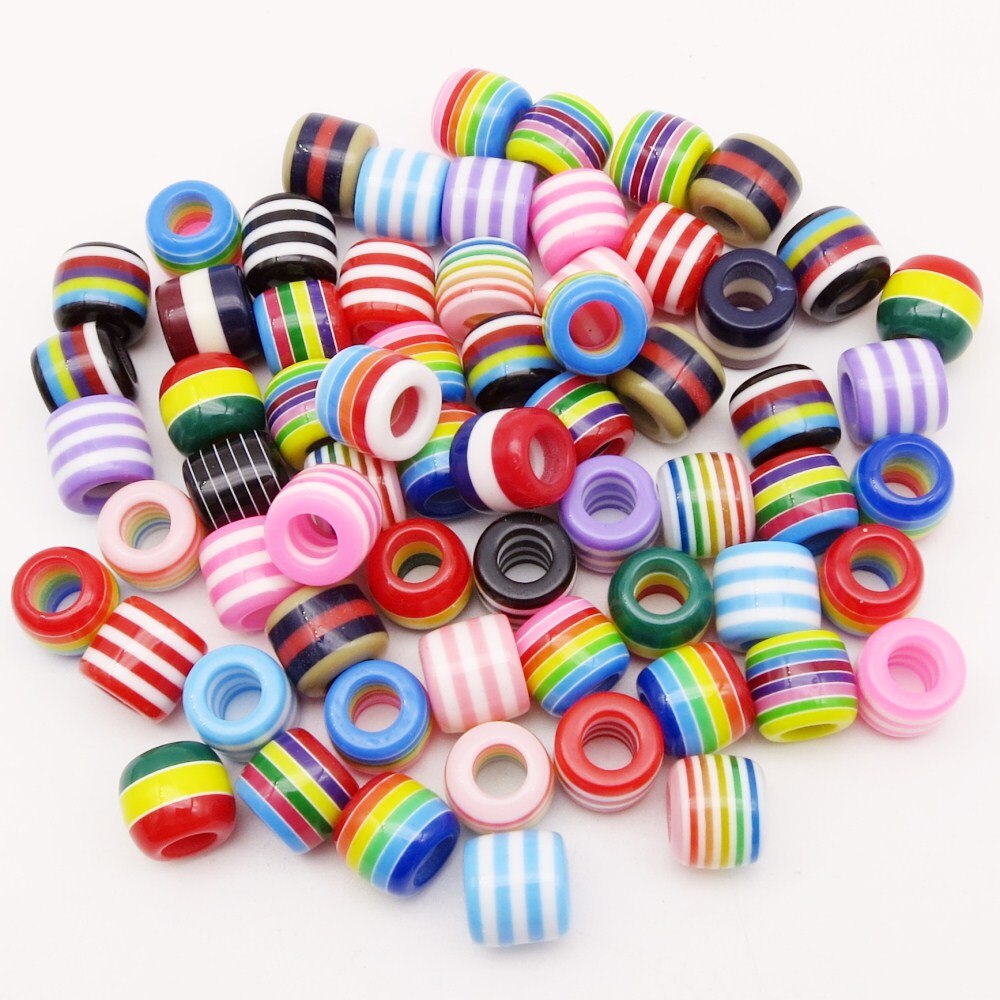 10pcs-30pcs Crochet kids women Braids multi coloured Hair braid Dreadlock Beads rings tube approx 6mm hole for girls Accessories