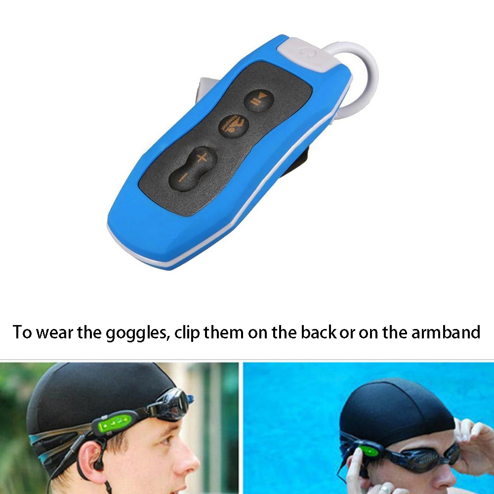 IPX8 reproductor de Mp3 para natación a prueba de agua, auriculares para reproductor de música con función Shuffle con auriculares para nadar Radio FM 4G 8G al aire libre