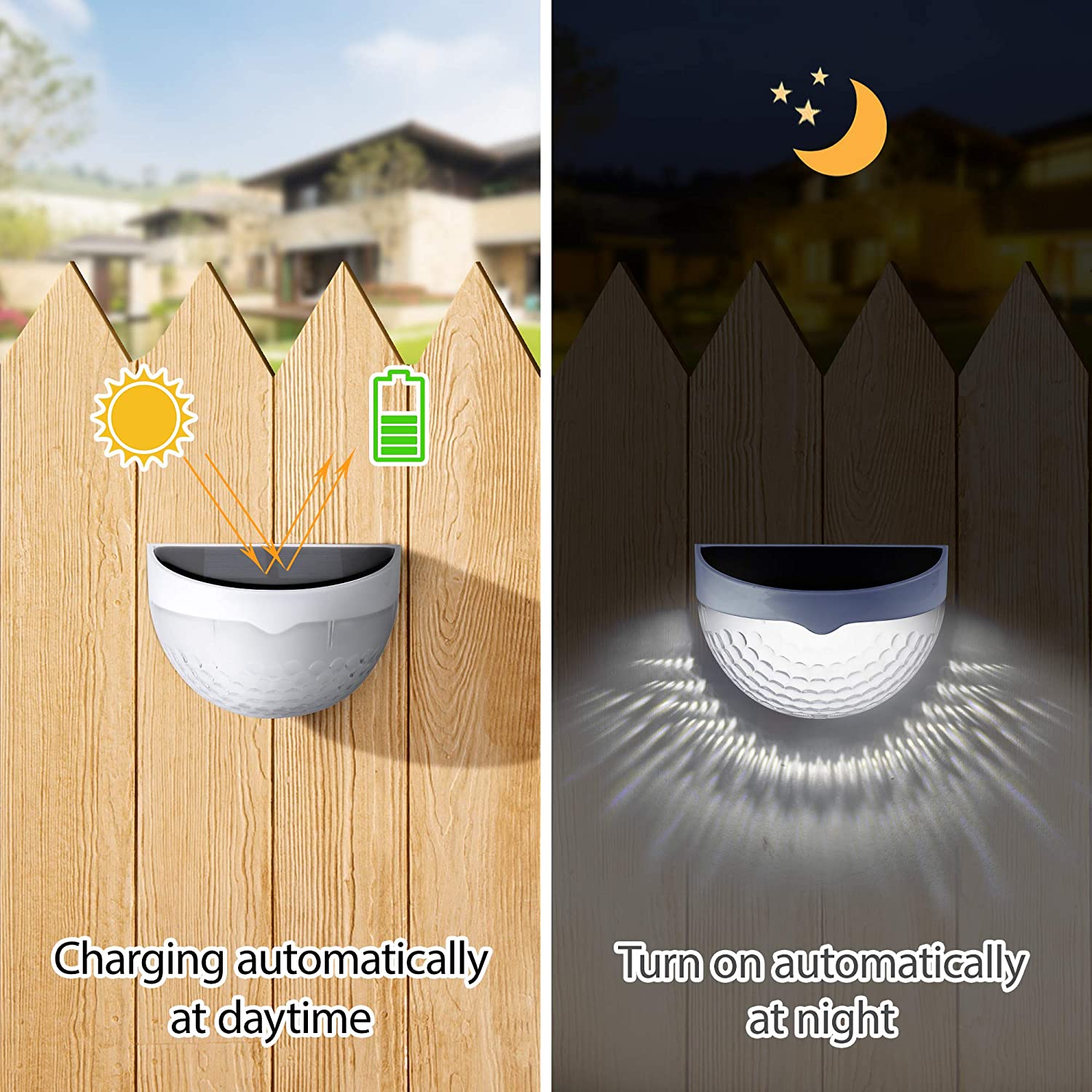 LED Solar Fence Lights Outdoor Waterdichte Wandlampen Gegolfde Lichten voor Hek Terras Tuin Path Decoratieve Lichten