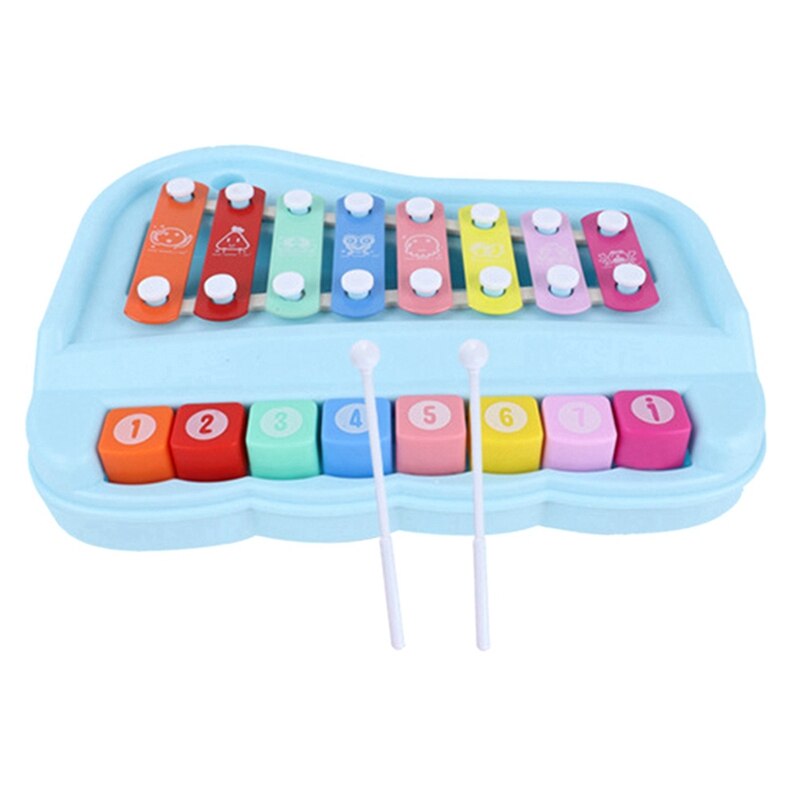 Juguete de Piano para niños, 8 teclas multicolor Teclado de Piano xilófonos de juguete: Blue