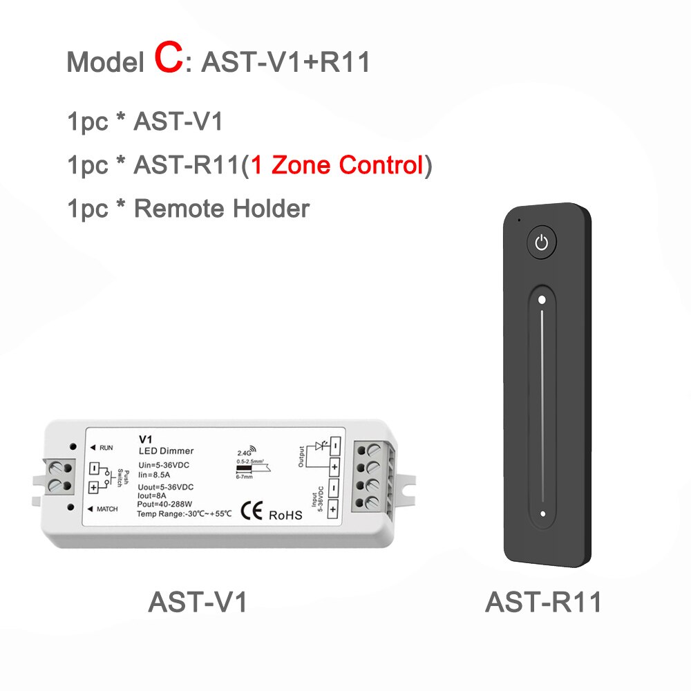 LED Dimmer 12V 24V PWM RF 2.4G Wireless Touch Remote Controller 5V 36V Smart Wifi Dimmer Switch for Single Color LED Strip Light: Model C
