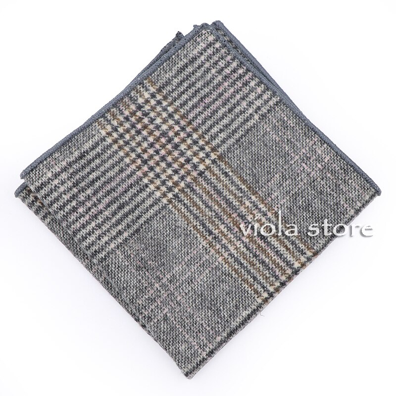 Klassisk plaid stribet blød 50% uld kashmir lomme firkantet 24cm herre jakkesæt hanky festlommetørklæde smoking slips matchende vinter: 07
