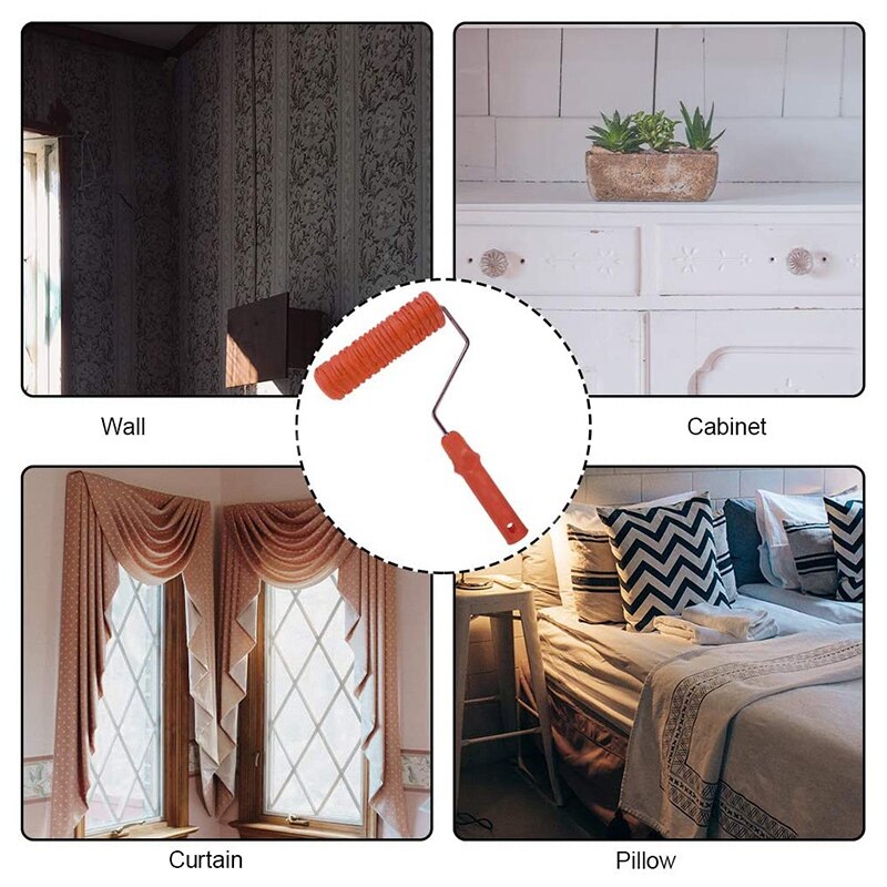 2Pcs Houten Patroon Schilderen Roller Graining Schilderen Tool Met Handvat, Reliëf Crack Art Rubber Textuur Roller