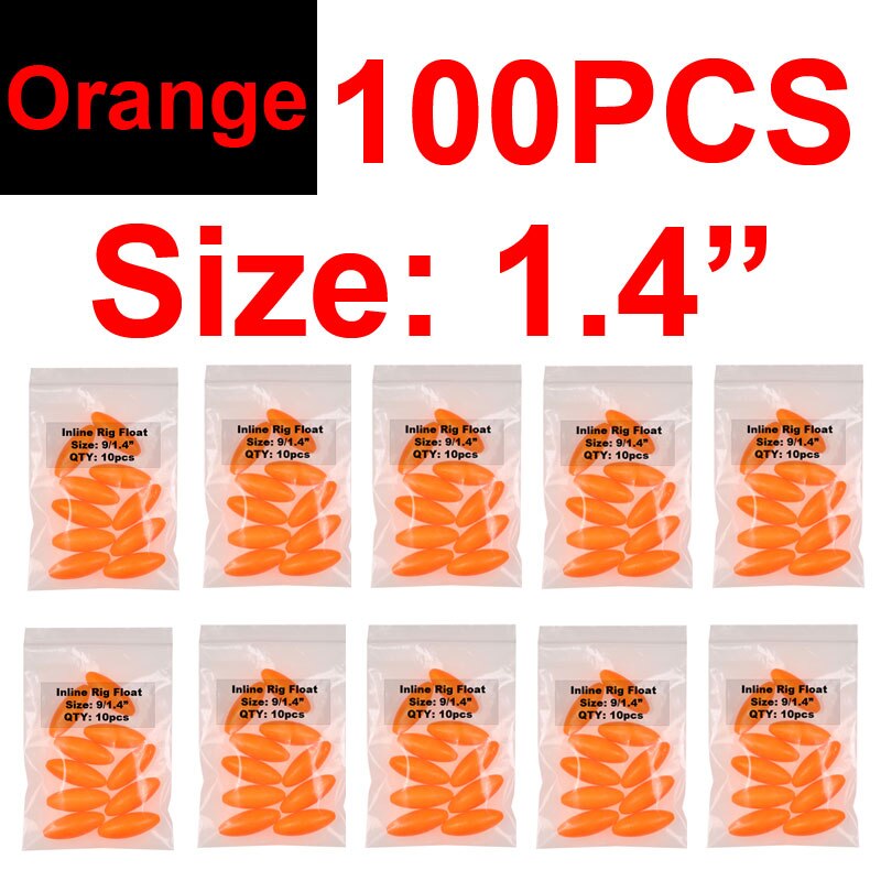 100PCS 1.4 "1.6" Ovale Vissen Rig Float Foam Bobbers Voor Karper Meerval Pompano, Whitings, corvina, Snappers Rigs Maken: 100pcs Orange S