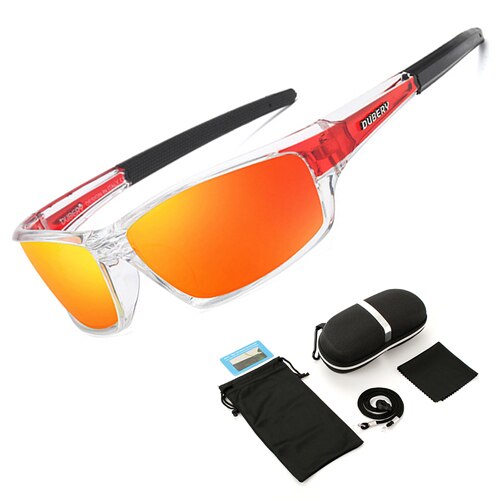 Polariserede fiskeri solbriller mænd kvinder fiskebriller camping vandre kørsel cykel briller sport cykel briller  uv400: Orange med etui
