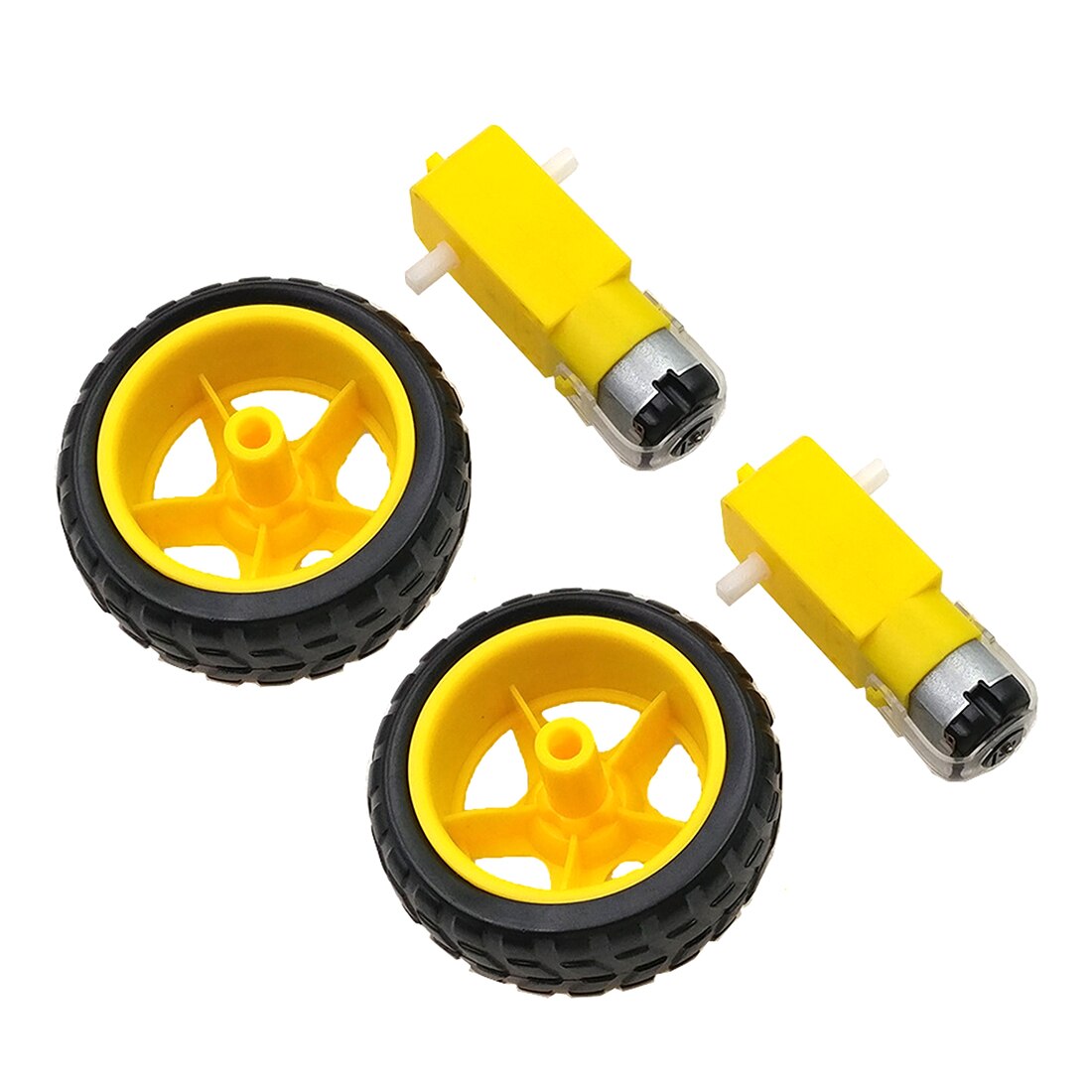 2Pcs Small Smart Car Tyres Wheel Robot Chassis Kit with DC Speed Reduction Motor: Default Title