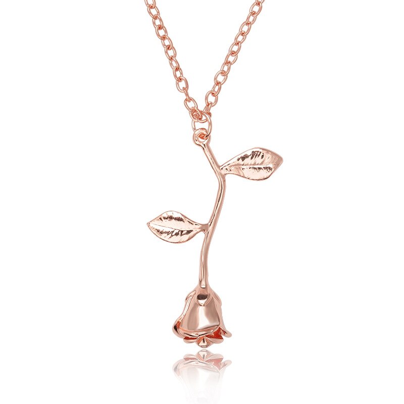 Sumeng zarte rosenblüten-anhänger-halskette, bezaubernder schmuck in gold- und silberfarben, wunderschöne rosen-halskette für damen und mädchen: Roségold