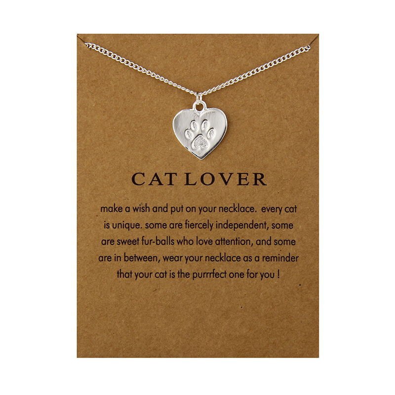Promemoria gioielli moda amante dei gatti amicizia collana con ciondolo a cuore per donna: HAVE CARD SILVER