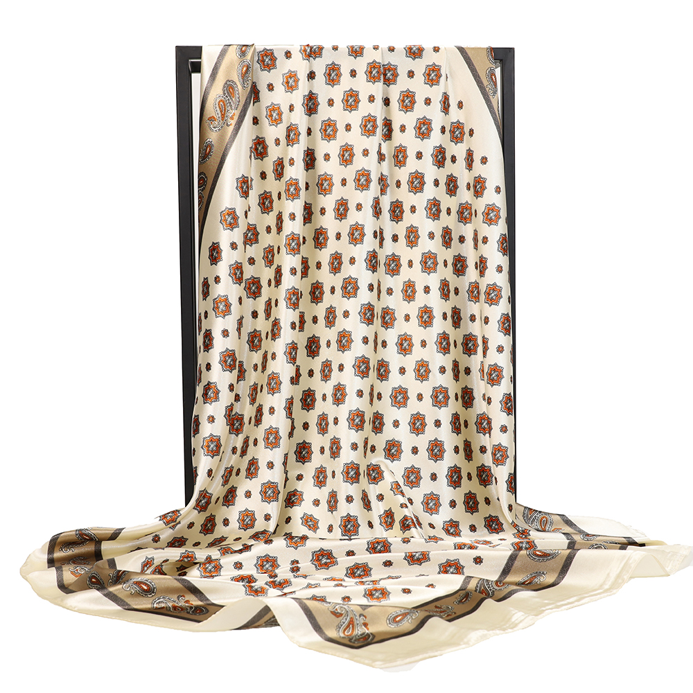Sciarpa testa di seta Foulard per donna moda sciarpa per capelli quattro stagioni 90*90cm Hijab Foulard i&quot;bandana Femme: BK40-10