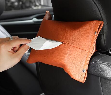 Tissuebox van pu-leer, auto tissuebox, servethouder, zonneklep, hangende opbergdoos voor de achterbank van de auto, hangende papierhouder