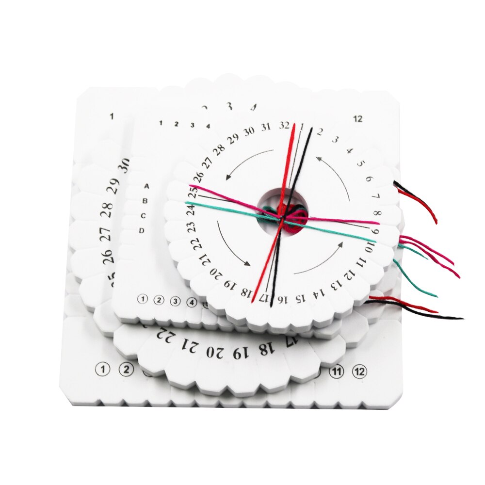 Kumihimo-disco de cordón trenzado para pulsera de mano, herramientas para tejer, 4 piezas, blanco, redondo, cuadrado, 4 pulgadas, 6 pulgadas