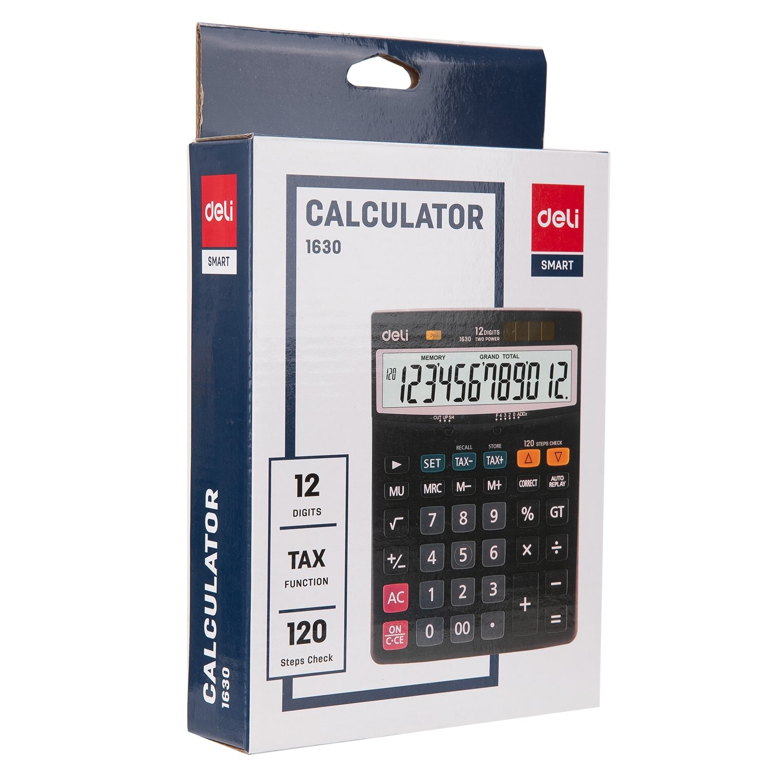 Deli Calculator Metal-12 digits, 120 steps check, tax E1630