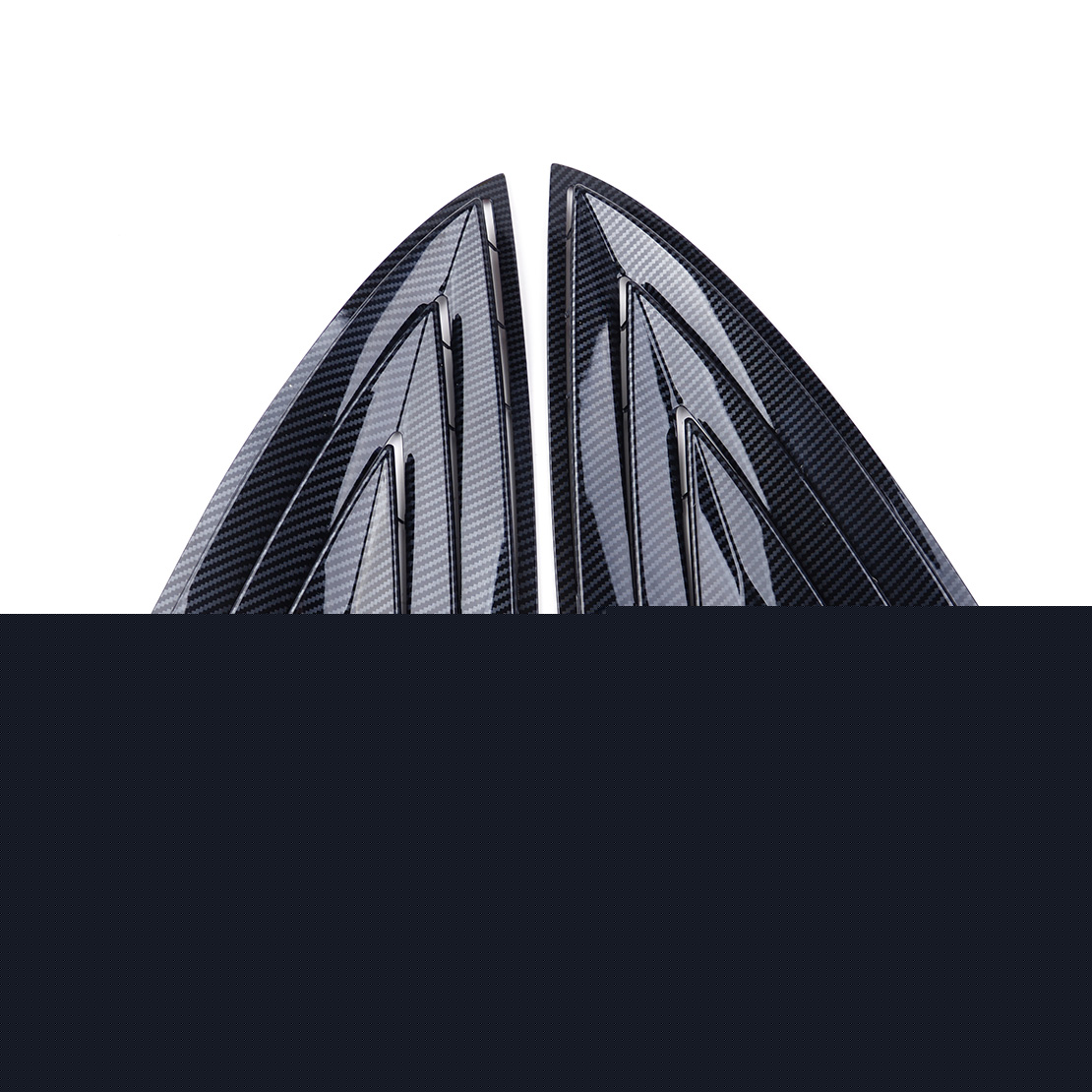 2 Stuks Plastic Zwarte Carbon Kleur Auto Achterruit Louvre Shutter Cover Trim Frame Fit Voor Tesla Model 3