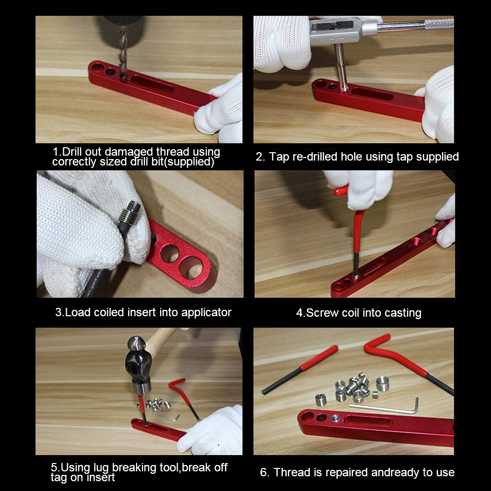 Car Tools Thread Repair Tool Kit M5 M6 M8 M10 M12 Engine Block Restoring Damaged Set