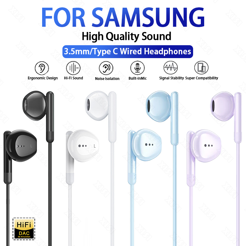 Para samsung usb tipo c fones de ouvido microfone intra-auricular 3.5mm com fio para samsung galaxy s24 s23 s22 s21 ultra a54 nota 20