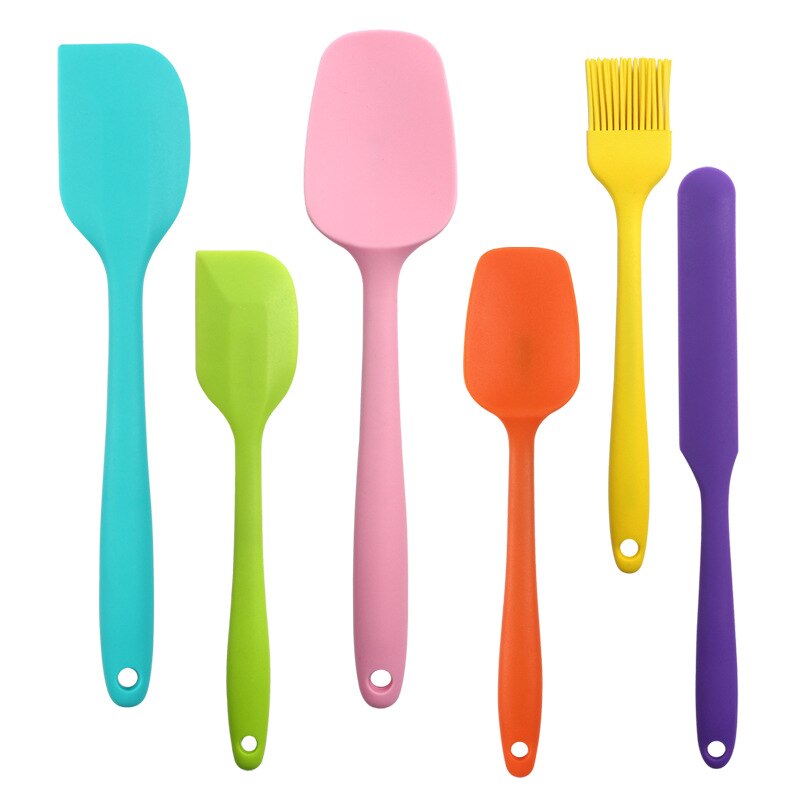 Kitchenware 6-Piece Silicone Spatula BPA-Free Non-Stick Silicone Spatula Spoon Oil Brush Set Baking Tools Cake Cream Spatula: Colorful