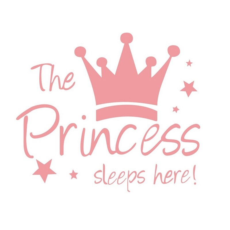 De Prinses Slaapt Hier Muursticker Roze Kroon Home Decor Woonkamer Decor Verwijderbare Vinyl Sticker Op De Muur Voor kids Meisje: S