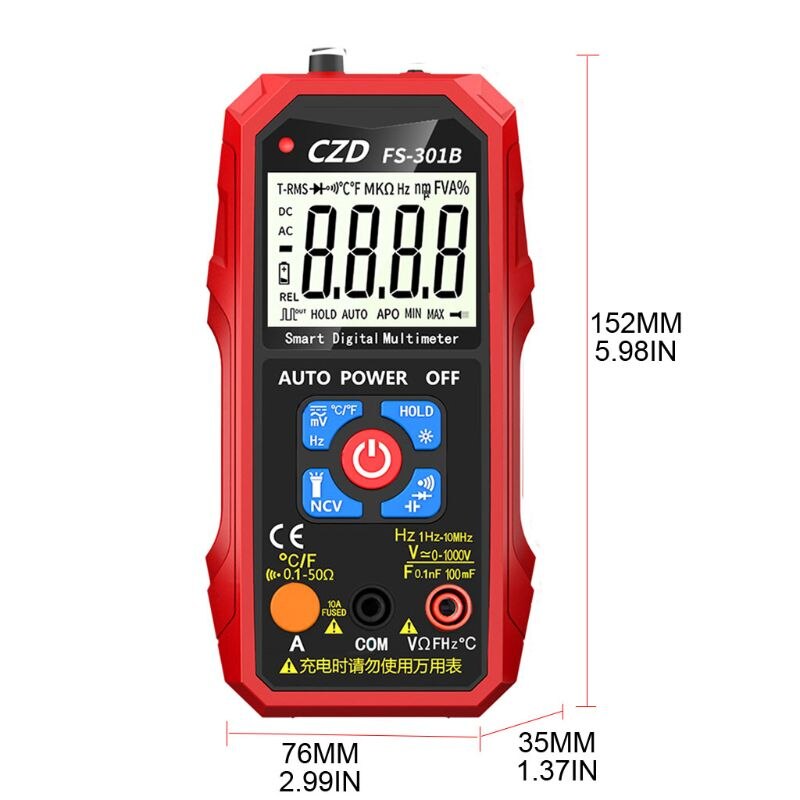 Multifunctional Digital Smart Multimeter NCV Non-contact Detection Meter Capacitance Temperature Measurement Instrument