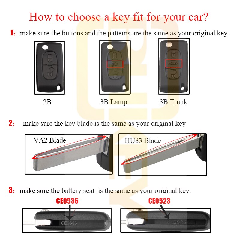 Bhkey 3b lampknop voor citroen  c2 c3 c4 c5 c6 c8 klap afstandsbediening autosleutel behuizing behuizing fob  va2 or hu83 blade  ce0523 or ce0536