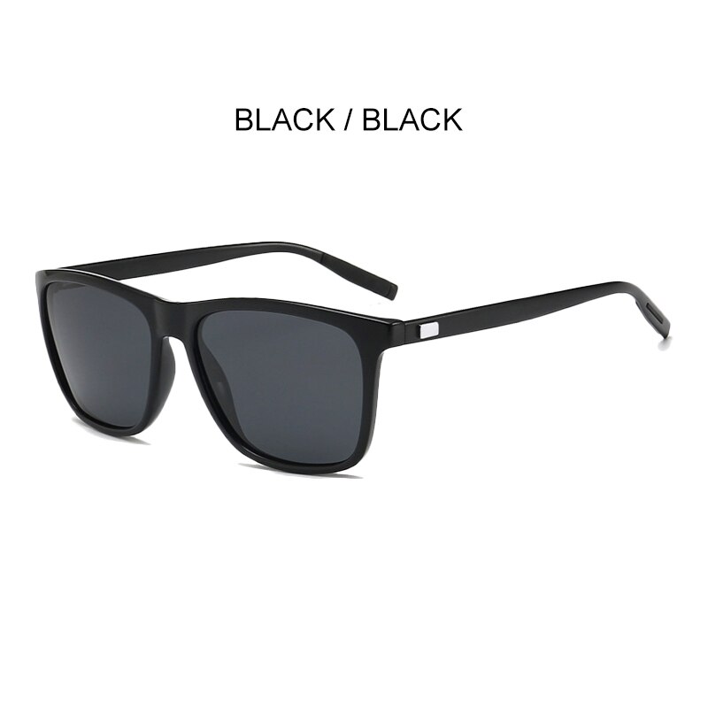 Simprect Gepolariseerde Zonnebril Mannen UV400 Bestuurder Spiegel Vierkante Zonnebril Retro Vintage Anti-Glare Zonnebril Voor Mannen: black-black