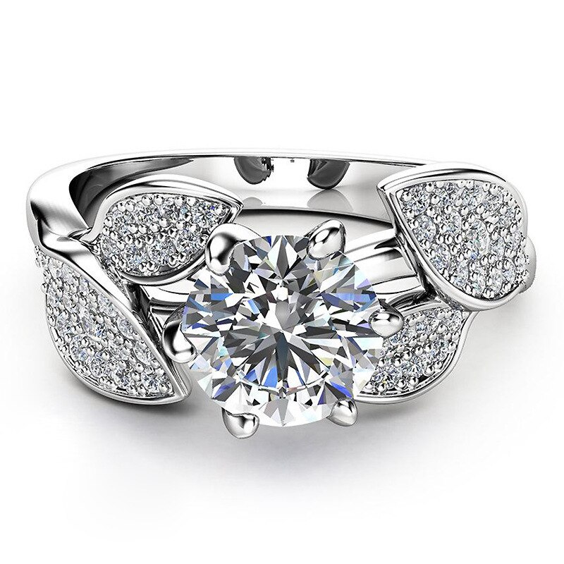 neue Blume Ringe Für Frauen Schmuck Zubehör, Verlobung, Hochzeit Band exquisit Weiß Kristall Zirkon Frauen Ringe: 9