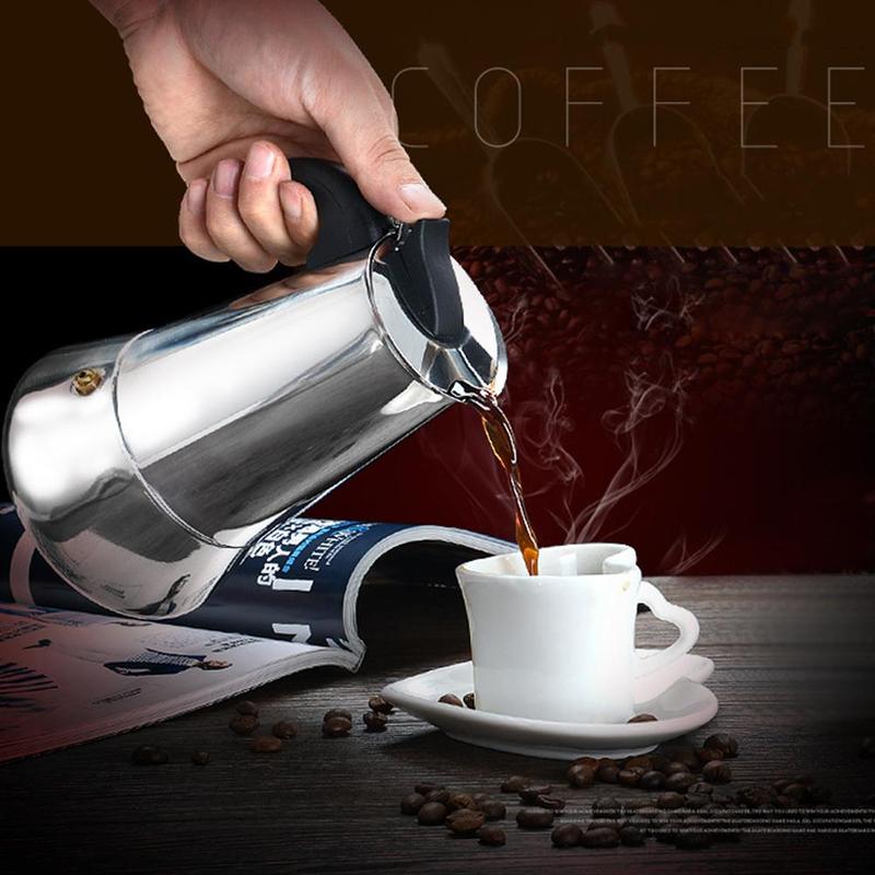 Stainless Steel Coffee Pot Italian Top Moka Pot Espresso Coffee Maker Electric Coffee Pot Induction Cooker Open Flame Universal