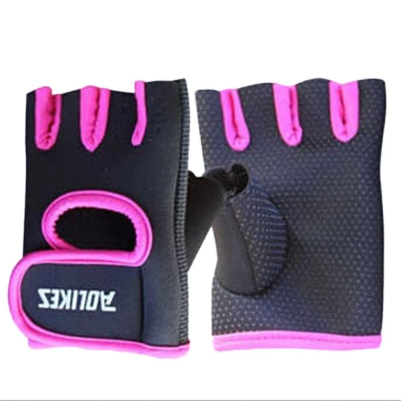 1 Pair Sport Exercise Half Finger Gloves Weight Lifting Cycling Fitness Gloves GYM Workout: Rose / L
