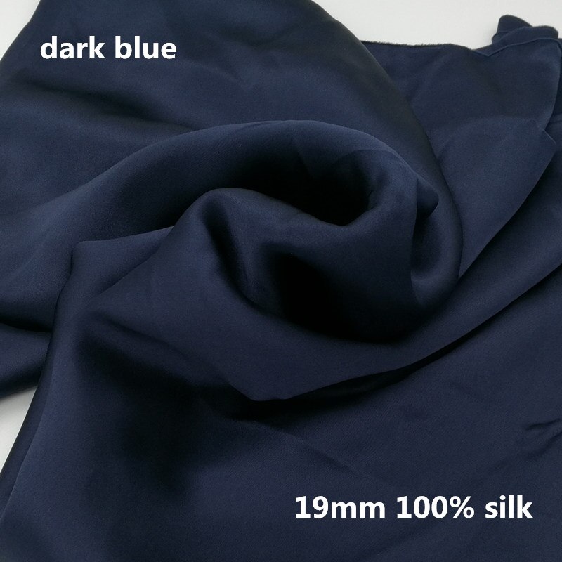 Silkestof 19mm bredde 114cm 100%  mulberry silke flerfarvet almindelig farvet silke kjole stof silke sengetøj tørklæde  ls1801: Mørkeblå