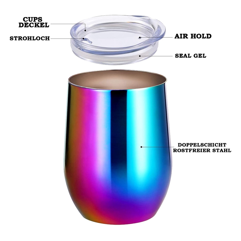 12OZ Stainless Steel Wine Glass, Double Wall Wine Glass, Heat Insulation And Leak-Proof Wine Glass