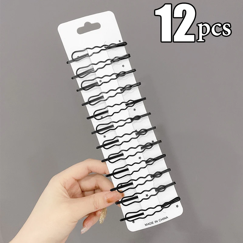 3/12 Uds pasadores de Metal negro pinzas para el cabello horquillas onduladas horquilla de Invisible BB Clip onda horquilla accesorios para el cabello: Gris oscuro