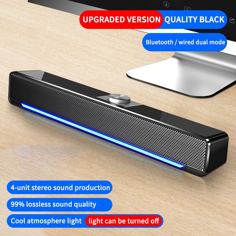USB Bluetooth Speaker Wired Computer Speaker Bass Stereo Powerful Music Player Subwoofer for PC Laptop: wired  and bluetooth
