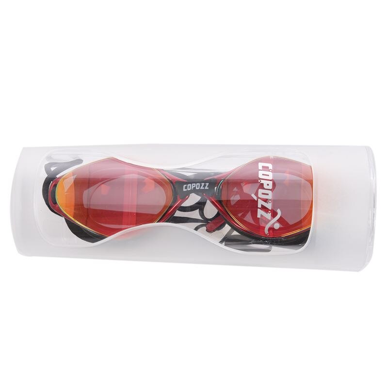 Copozz Plating Mirrored Zwemmen Waterdichte Bril Voor Volwassenen Sport Anti Uv Fog Bescherming Zwembril (Rood)