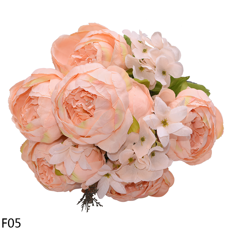 1 boeket Kunstmatige Pioen Bloemen Zijde Pioen Roos Bloem 6Big Hoofd 2Bud Valse Bloem Voor DIY Thuis Hotel Bruiloft Decoratie krans: F05 peach